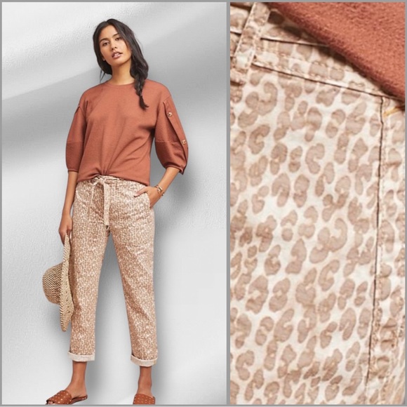 Anthropologie Pants - Anthropolgie The Wanderer Pants Leopard/Cheetah Print 28 Cream/Tan